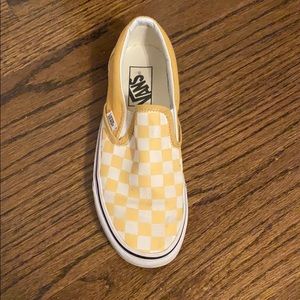 yellow checkered slip on vans